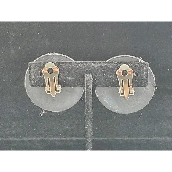 Black Velvet Gold Tone Clip-On Earrings - Picture 2 of 2